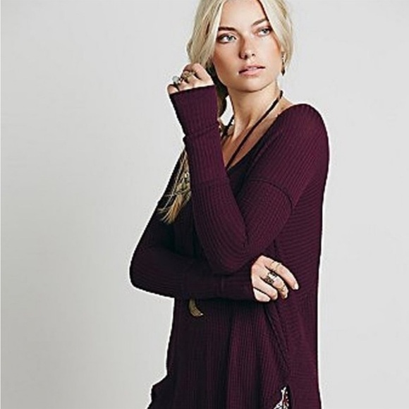 Free People Ventura’s African Violet Dripy Thermal Size Small - Picture 3 of 10